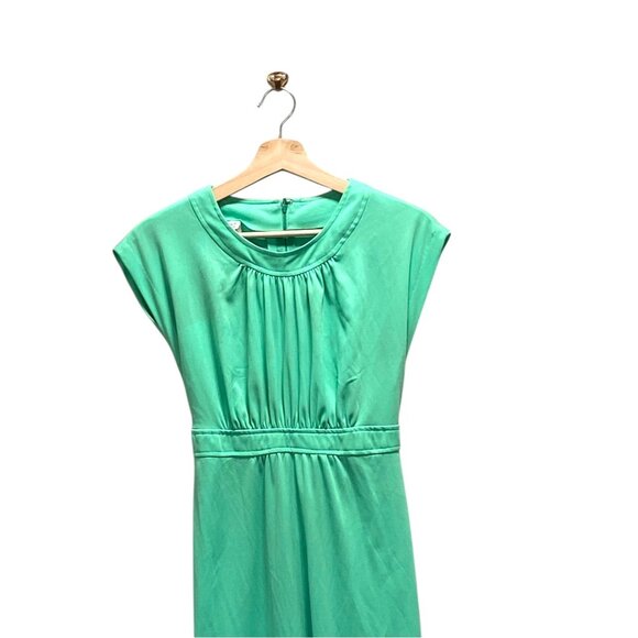 Vintage 70’s Tie Waist Maxi Dress Green Size 11 NWT Deadstock Boho Summer Retro - Picture 5 of 11